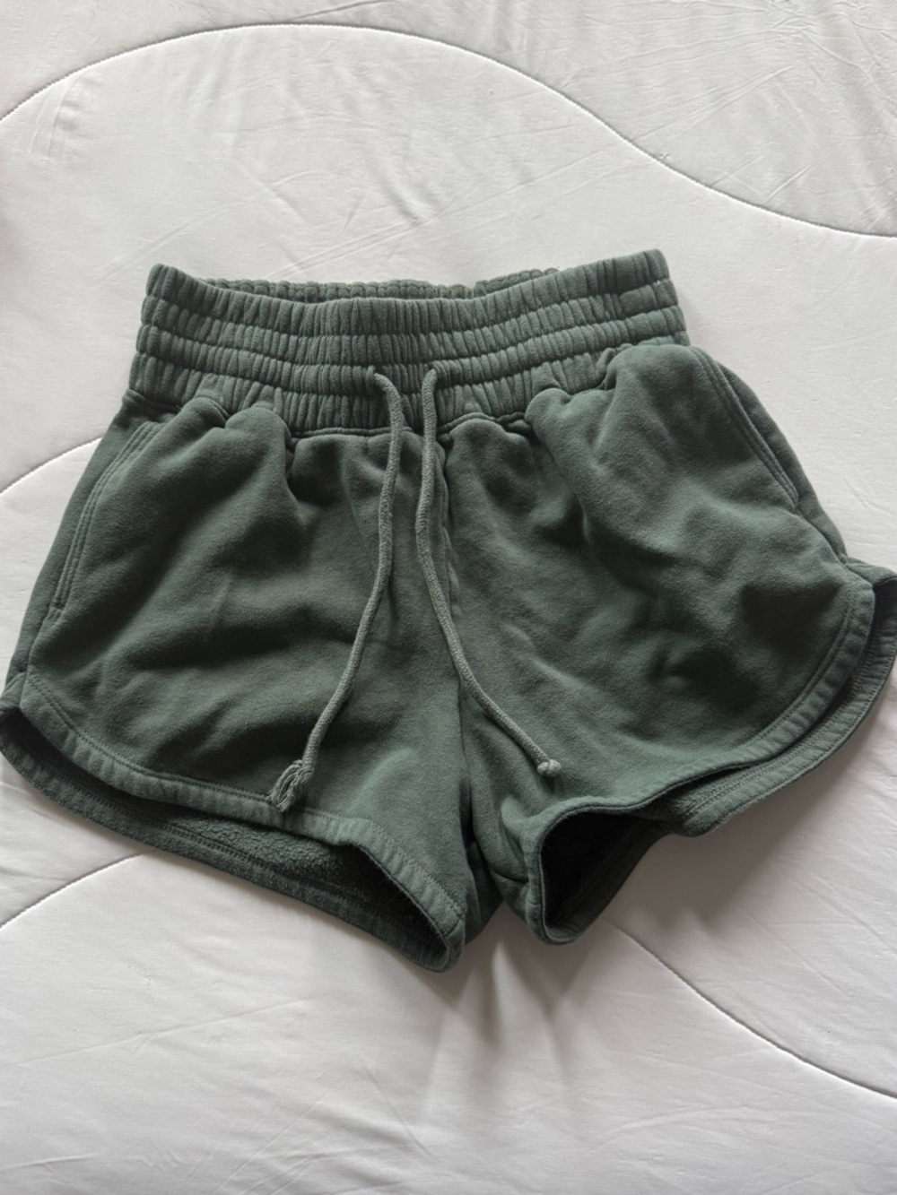 XS Abercrombie & Fitch Olive Green Drawstring Dolphin Shorts
